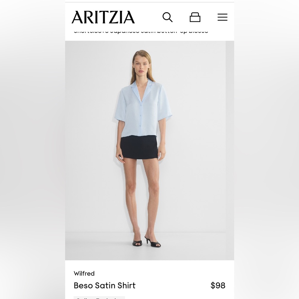 Aritzia Wilfred Satin Blue Blouse